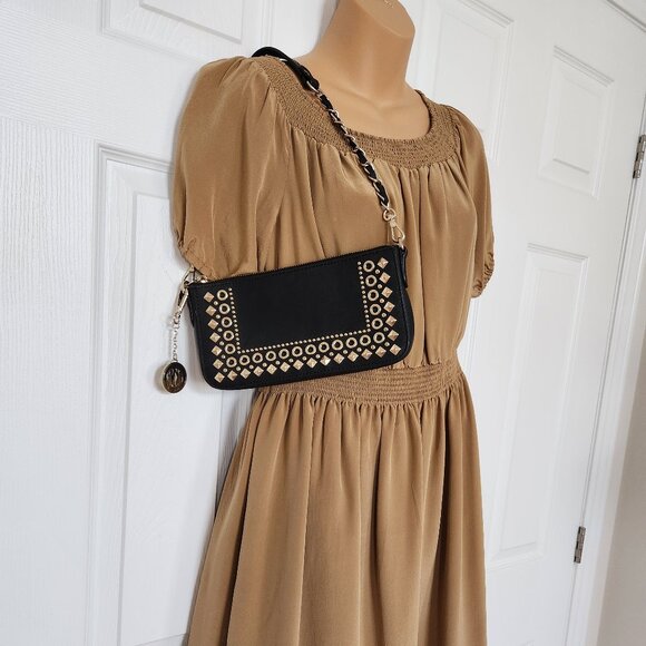 DONNA KARAN NEW YORK SMALL BLACK LEATHER EVENING BAG - Picture 11 of 11